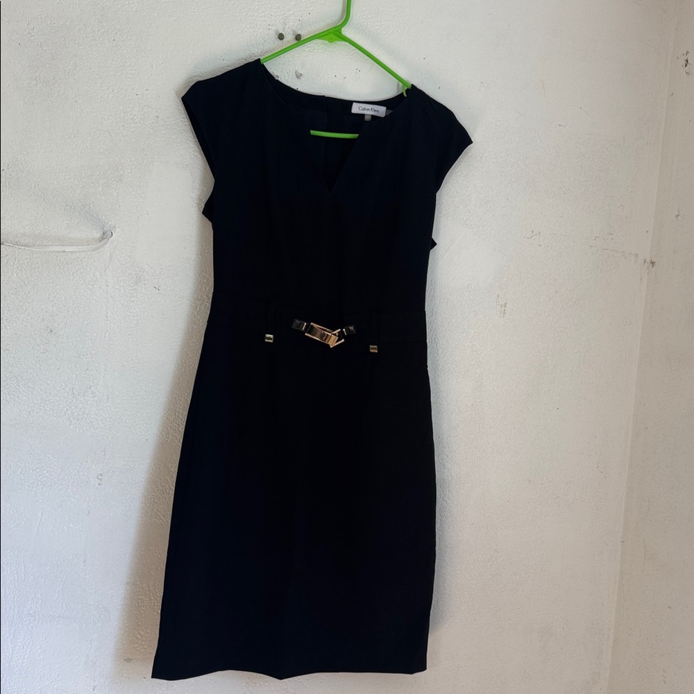 Calvin Klein Black Sheath Mini Dress Cowl Neck Sleeveless size 4 pre-owned